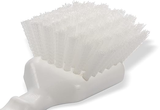 SPARTA 3662000 Flo-Pac Plastic Handle Utility Scrub Brush, Nylon Bristles, 2" Bristle Trim, 8" Length, White, 1 Count (Pack of 1)