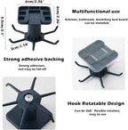 4 PCS Under Cabinet Kitchen Utensil Hooks 360° Rotation Adhesive Nail Free Hanging Rack for Kitchen Utensils, Tools, Towel, Knife (Black)
