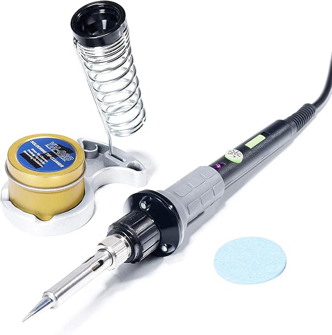 YIHUA 947-V Soldering Iron Kit with 3 LED Lights, Temperature Control, 5 Premium Solder Tips, Desoldering Pump, Indicator & ON/OFF Switch-60 Watts Soldering Iron, Solder Wire, Tip Cleaner, and more.