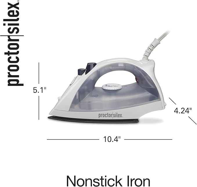 Proctor Silex Iron & Vertical Steamer for Clothes with Nonstick Soleplate, 1200 Watts, Adjustable Spray and Blast Steam Settings, Auto Shutoff, White (17150Y)