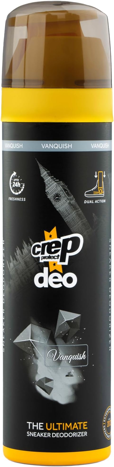 Crep Protect Shoe Deodorizer Spray - Foot & Shoe Odor Eliminator for Smelly Shoes, Sneakers, Boots, Suede & Nubuck - 24-Hour Freshness, Refreshing Scent (Vanquish, 5.07oz)