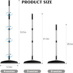 Multifunction Silicone Broom, 54 Inch Long Handle Silicone Floor Squeegee Broom, Sweep and Scrape 2 in 1 Household Cleaning Broom for Floor, Bathrooms, Kitchens, Showers, Tile, Pet Hair, Black Grey
