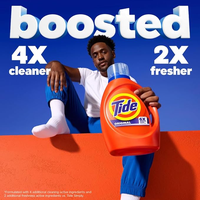 Tide Liquid Laundry Detergent, Original Scent, 80 fl oz, 64 Loads, Boosted Clean Even in Cold Water with Concentrated Washing Soap