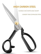 Sewing Scissors 10 Inch - Fabric Dressmaking Scissors Upholstery Office Shears for Tailors Dressmakers, Best for Cutting Fabric Leather Paper Raw Materials Heavy Duty High Carbon Steel(Right-Handed)