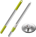 Spin Mop Replacement Mop Handle, 49-inch 360 Degrees Rotating Telescopic Replacement Mop Stick with Stainless Steel Disc for Spin Mop Bucket Cleaning System (Stainless Steel Disc, Green)