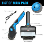 DNA MOTORING Cordless Electric Grill Cleaning Scrub Brush Rechargeable with Type-C Charge Cord,Blue/Black, TOOLS-00219-BL