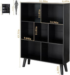 YAHARBO Black Bookshelf,3 Tier Modern Bookcase with Legs,Bookshelves Wood Storage Shelf, Open Book Shelves Cube Organizer,Freestanding Short Bookcases