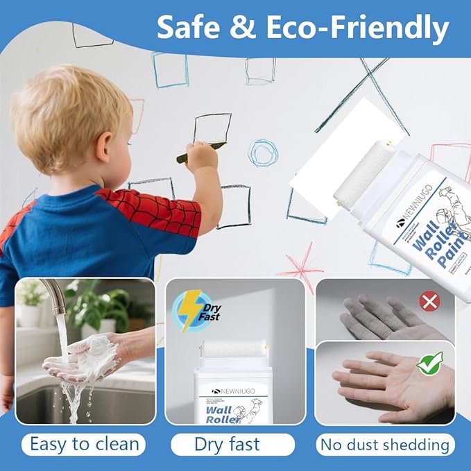 White Paint，White Wall Rolling Paint Repair Tool, Portable Wall Coating, Paint Roller Brush, Used for Easy Repair of Wall Graffiti and Other Wall Stains, Water-Based (200g, White)