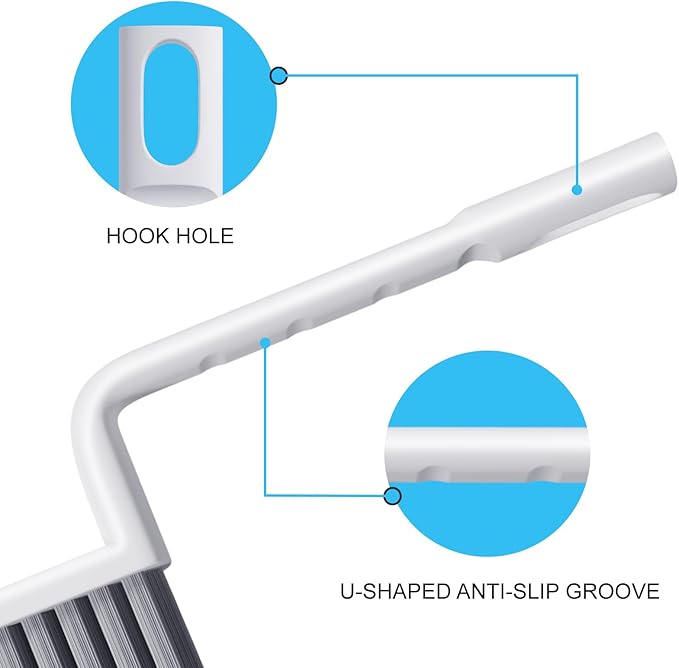 V-Shaped Grout Cleaner Brush, 3 Pcs Hard Grout Cleaning Brushes for Tile Floors, Handheld Grout Brush Set with 3 Hooks for Shower, Bathroom, Kitchen, Home Use