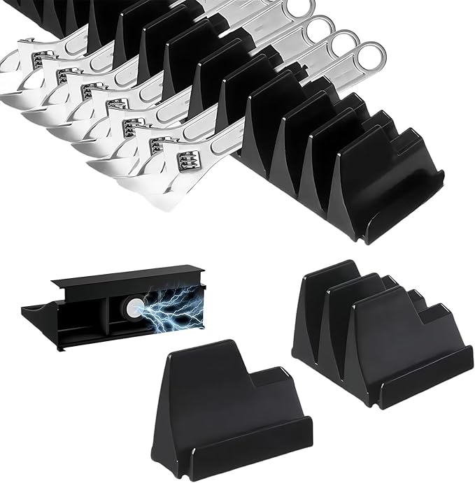 40 PCS Modular Wrench Organizer Pro, Magnetic Base for Tool Drawer Storage and Organization, Durable and Sturdy Black Toolbox, Suitable for Professional Mechanics