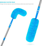 Window Squeegee，5 in 1 Bendable Head Window Squeegee for Home，61''Extension Poles，Bendable Head car Window Cleaner Tool，Squeegee for Shower Glass（Blue）