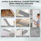 Retractable Gap Dust Cleaner - Ultra-Thin Flexible Duster with 4 Washable Microfiber Pads, Extendable Pole for Under Refrigerator, Blinds, Appliances, and Hard-to-Reach Areas Cleaning Tool