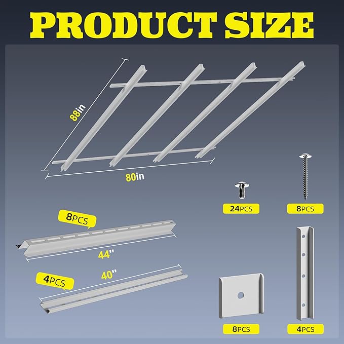 Overhead Garage Storage Rack Extra Large-Organizes Up to 15 Tote Bins 0.1-inch Thickened Heavy Alloy Steel Garage Tote Storage System with Adjustable Rails-Ceiling Storage Rack