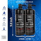 Dead Sea Collection Mens Body Wash 3 in 1 – Sandalwood Body Wash for Men – Shower Gel – Shampoo – Shower Soap for Face and Hair – Pack of 2 Bottles (33.8 Fl. Oz. Each)