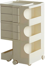 Multipurpose Utility Storage Cart - ABS Plastic Storage Caddy with Wheels and Slide Out Drawers - 360°Rotating Professional Trolley Cart - Mobile Caddy for Salon Supplies, Kitchen Needs (Beige)