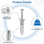 Self Drilling Drywall Anchors, 170PCS Heavy Duty Dry Wall Anchors and Screws Kit for Hanging Sheetrock, 85 Self-Tapping Plastic Drywall Hangers 85 Sheet Rock Screws-95 Lbs