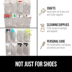 GORILLA GRIP Over the Door Shoe Organizer, 24 Large Breathable Mesh Pockets, Space Saving Hanging Storage Holder, Closet Rack Hanger Holds Up to 40 lbs, Hangs on Closets for Shoes, Accessories, Linen