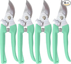Pruning Shears for Gardening, 4 Pack Garden Scissors for Cutting Fresh Flowers, Floral Clippers for Plants, Fruits (Green)