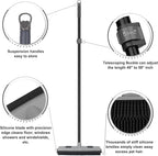 Pet Hair Removal Rubber Broom with Squeegee, Carpet Rake for Pet Hair with 59" Telescoping Long Handle, Fur Remover Rake for Carpet, Hardwood Floor, Tile