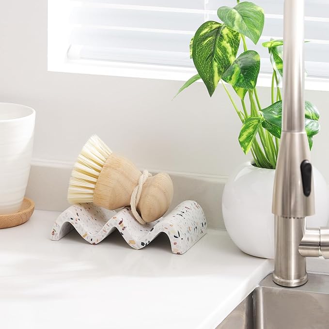 Luxspire Soap Dish, Marble Soap Dish, Self-draining Tray, Soap Holder Saver for Shower, Bathroom, Sink, Kitchen and Countertop - Terrazzo