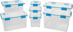 Sterilite 12-Pack Gasket Box, Weather-Resistant Storage Bins with Latching Lids, 54 Quart - Heavy-Duty Organizing Containers for Closet, Bathroom, and Office