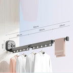 AUNMAS Clothes Drying Rack, Wall Mounted Clothes Hanger Rack Retractable Clothes Drying Rack Space Saver Clothes Rack for Balcony Laundry Bathroom (Bi Fold Grey)