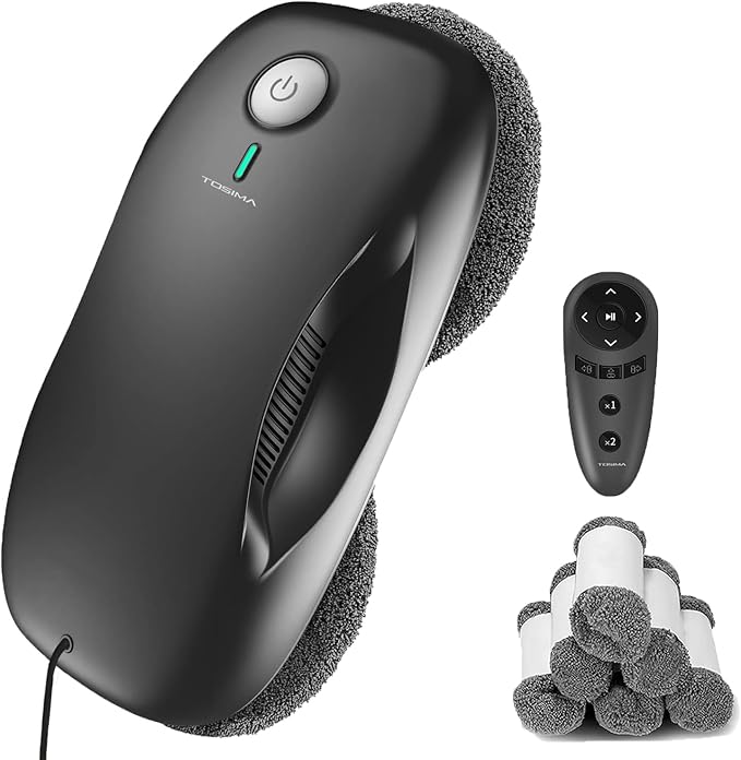 Tosima Window Cleaning Robot W2, Automatic Cleaning with Intelligent Path Planning, 3800Pa Suction Power, Edge Detection Technology, Remote Control