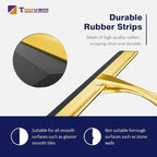 TOOVEM 14 Inch Shower Squeegee for Glass Doors, Window, Bathroom, Car Windshield, Shower Cleaning Tools with S Hook, Square Sticky Hook (Gold)
