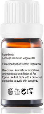 Fennel Essential Oil 10ml - 100% Pure Natural Fennel Oil for Diffuser, Aromatherapy, Massage, DIY Skincare, Sweet Herbal Scent