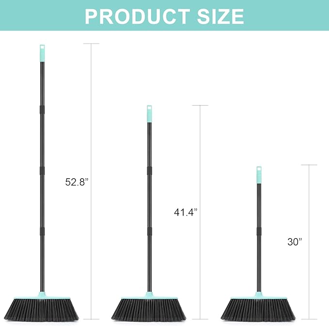 KeFanta Outdoor/Indoor Broom for Floors, 53" Long Handle Angle Broom for Sweeping Indoor Concrete Courtyard Garage Patio Home Kitchen Office Lobby