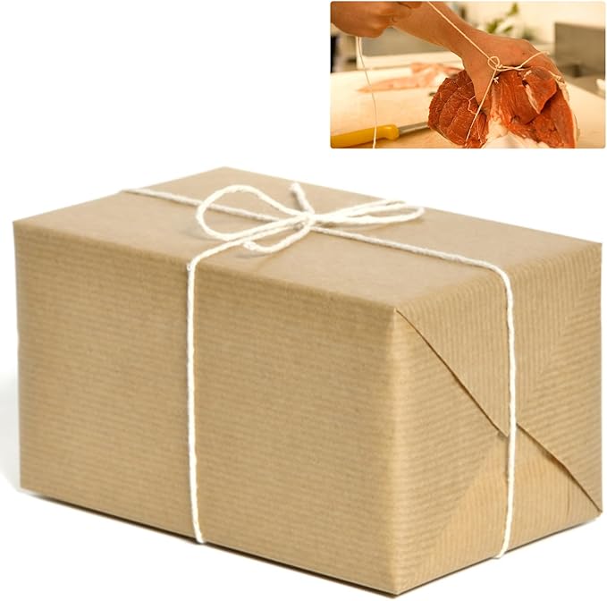 Cotton Twine Natural Jute 2mm Packing 984 Feet Bakers Kraft Butchers Baking Gardening Twine for Gift Wrapping Arts Crafts Party Decorations(Brown Black White)