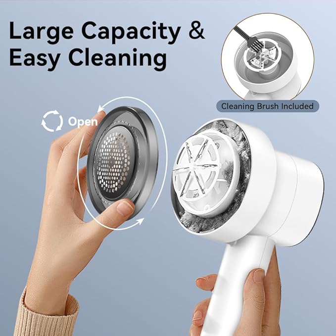 Fabric Shaver Lint Remover: Rechargeable Lint Shavers for Clothes with LED Display 3 Speeds and 6-Leaf Blades, Portable Electric Lint Shaver to Remove Fuzz Ball Pilling from Sweater Furniture