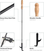 AGM Fire Pit Poker, 32" Fire Poker Stick with Wooden Handle&Barb for Campfire, Fireplace, Bonfires, Heavy Duty Wrought Iron Fire Pit Tools Accessories for Outdoor & Indoor