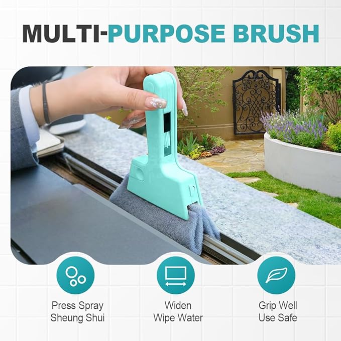 Magic Window Track Cleaner, 2024 Upgraded Window Groove Cleaning Brush Tools Set, Hand-held Window Track Cleaner Brushes Tools Set for Window lides Gaps Tile Lines Shutter Car Vents (Blue 3PCS)