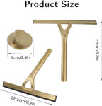8.9x8.7inch Gold Stainless Steel Shower Squeegee Window Squeegee with Hanging Hook - Glass Wiper Squeegeer Cleaning Tool for Clean Ceramic Tile,Shower Door, Mirror,Window,Car Glass,Table Top