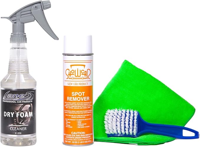 LANE'S Carpet Cleaning & Spot Remover Kit - 32oz Dry Foam, Spot Remover, Carpet Brush, Microfiber Towels, No Water is Needed, Safe and Easy to Use