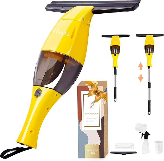 Rechargeable Window Vac, Window Vacuum Squeegee Cordless, Window Cleaner Vacuum, Electric Cleaning Tool for Windows, Mirrors, Tiles, Glass Doors and Car Windshield, 11 Inches