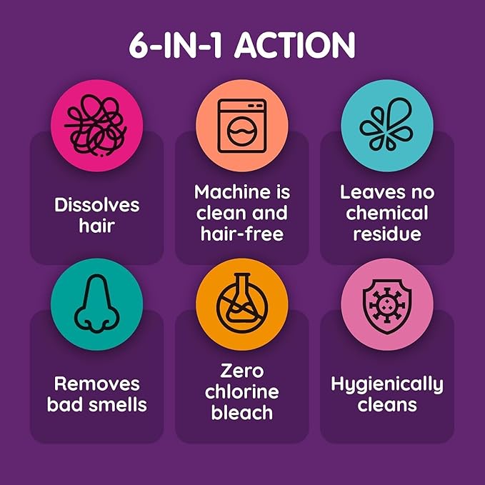 Vamoosh 6-in-1 Washing Machine Cleaner | Patented Pet Hair Dissolving Formula | Free from Harmful Chemicals | Variety Pack | Prevents Blockages | Deep Clean | Eliminates Odor | Descales | Pack of 6