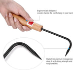 Bonsai Root Hook, 22cm Manganese Steel Single Claw Gardening Hook Root Pick Rake Bonsai Tool Handle Weeder with Comfortable Wooden Handle for Outdoor Cultivator Weed Remove
