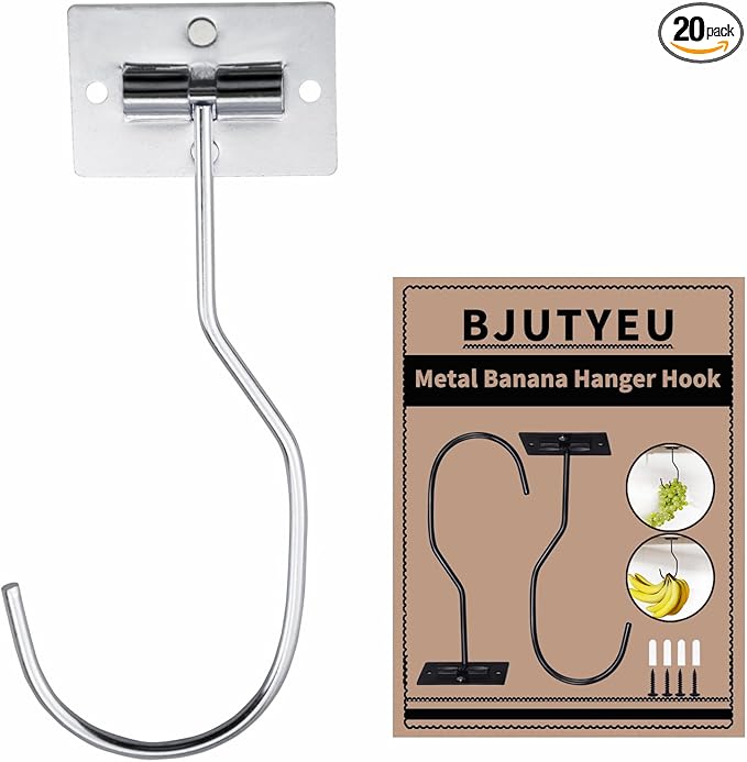 Self-Adhesive Banana Hooks, Foldable Magnetic Hanger Under Cabinet, Sturdy Metal Banana Holder for Kitchen, Space-Saving Design to Keep Bananas Fresh 1 Pieces Silver