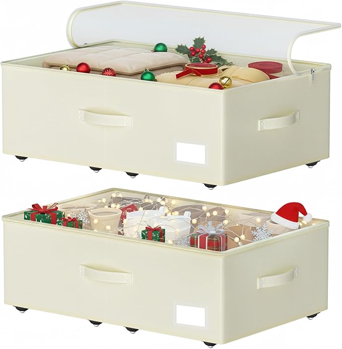 Under Bed Storage with Wheels, No Assemble Required 10 inches height Under Bed Storage bins,Large capacity Rolling Underbed Shoe Storage containers，dorm underbed storage drawers