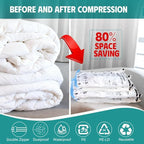 6 Pack Vacuum Storage Bags, Space Saver Compression Bags for Clothing, Comforters, Blankets, Vacuum Seal Bags with Hand Pump. (2×Jumbo, 2×Large, 2×Medium)