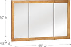 Design House Richland Medicine Cabinet, Fully Assembled, Wall Mounted, 3 Mirrored Doors, Wood Frame, Oak Finish, 48 in x 4.75 in x 30 in, 530584-NOK