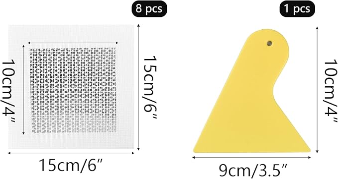 Drywall Repair Kit, 4Inch Drywall Patch Kit Self Adhesive Aluminum Plasterboard Wall Patches Quick Fix Plaster Wall with Scraper for Plaster Roof Drywall Crack Repair (9Pcs Kit)