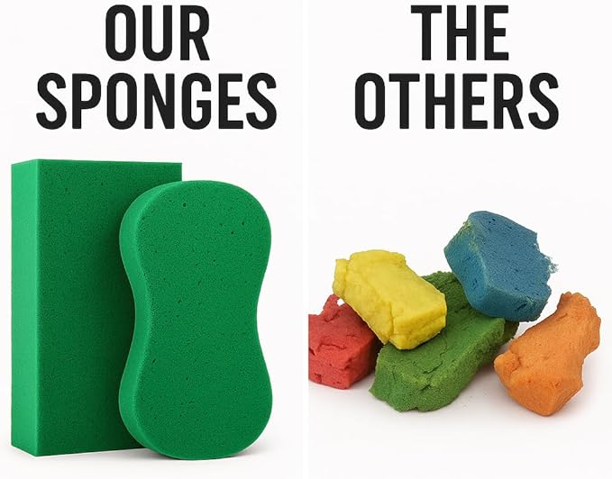 Multi-Purpose Sponges for Cleaning - Green 10 Pack, Large Sponges for Car Washing, Tile & Grout, Bulk Pack Sponge