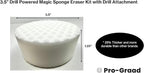 3.5” Drill Powered Magic Sponge Eraser 6 Pieces Kit with Drill Attachment | 25% Thicker Ultra Durable Melamine Cleaning Eraser Pads for Bathroom Kitchen Floors Walls Baseboards Crayon Marker and More