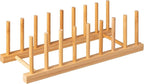 HBlife Bamboo Dish Plate Bowl Cup Book Pot Lid Cutting Board Drying Rack Stand Drainer Storage Holder Organizer Kitchen Cabinet（Keep Dry）