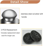 Steel Wool Scrubber, Stainless Steel Scrubber and Crevice Brushes Cleaning Set for Dishes, Iron, Pots, Stoves, Barbecue Grills, Sink