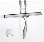 Simtive 12-Inch Shower Squeegee Set, Includes Shower Door Hook and Adhesive Hook, Squeegee for Shower Doors, Mirror and Window, Silver