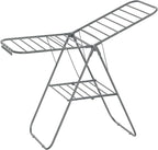 SONGMICS Clothes Drying Rack, with Sock Clips, Metal Laundry Rack, Foldable, Space-Saving, Free-Standing Airer, with 2 Height-Adjustable Gullwings, Indoor Outdoor Use, Gray ULLR052G01